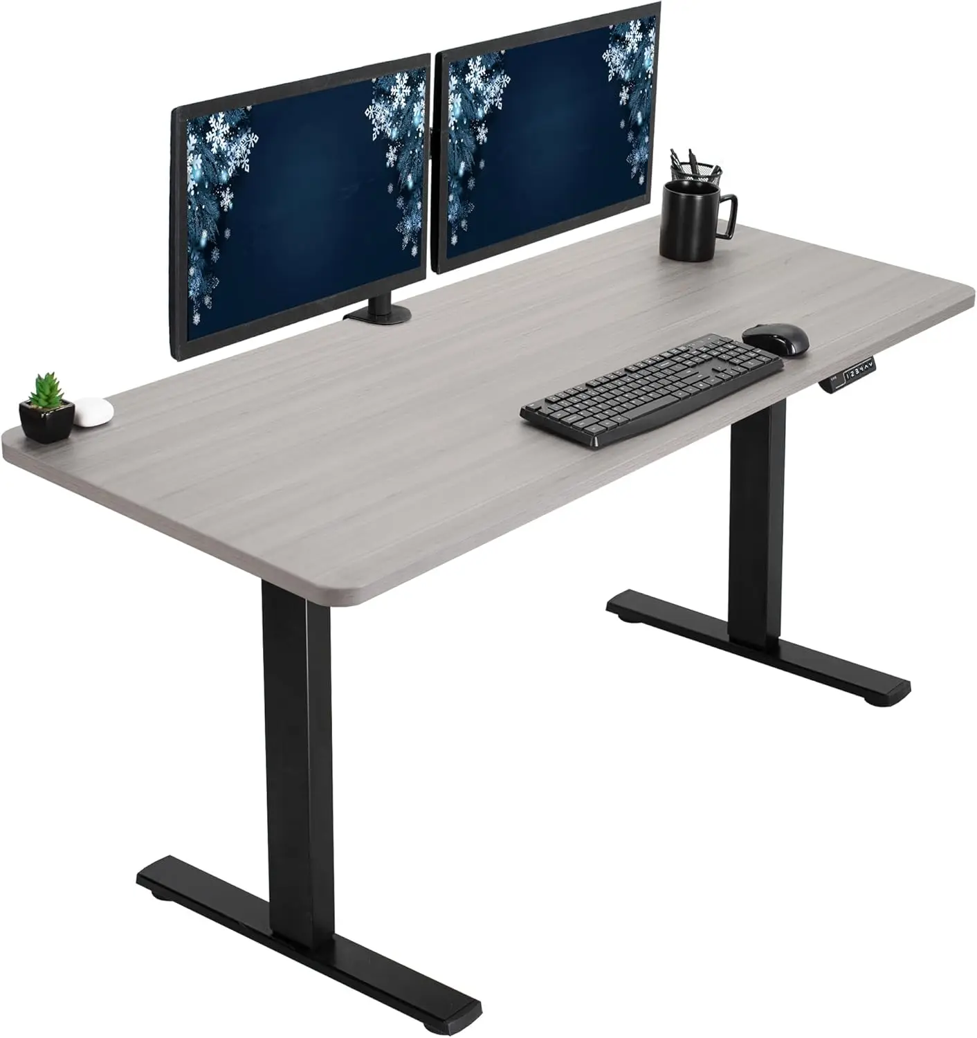 

60 x 24 inch vertical desktop workstation, storage controller height adjustment, integrated dark gray desktop, black frame