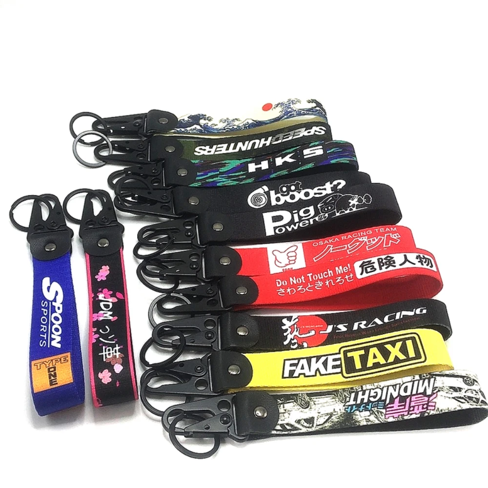 

Racing Design 1Pcs JDM Style Car Keychain Key Tags Sides Thermoprint Motorcycles Car Decorations Accessories Key Holders for Men