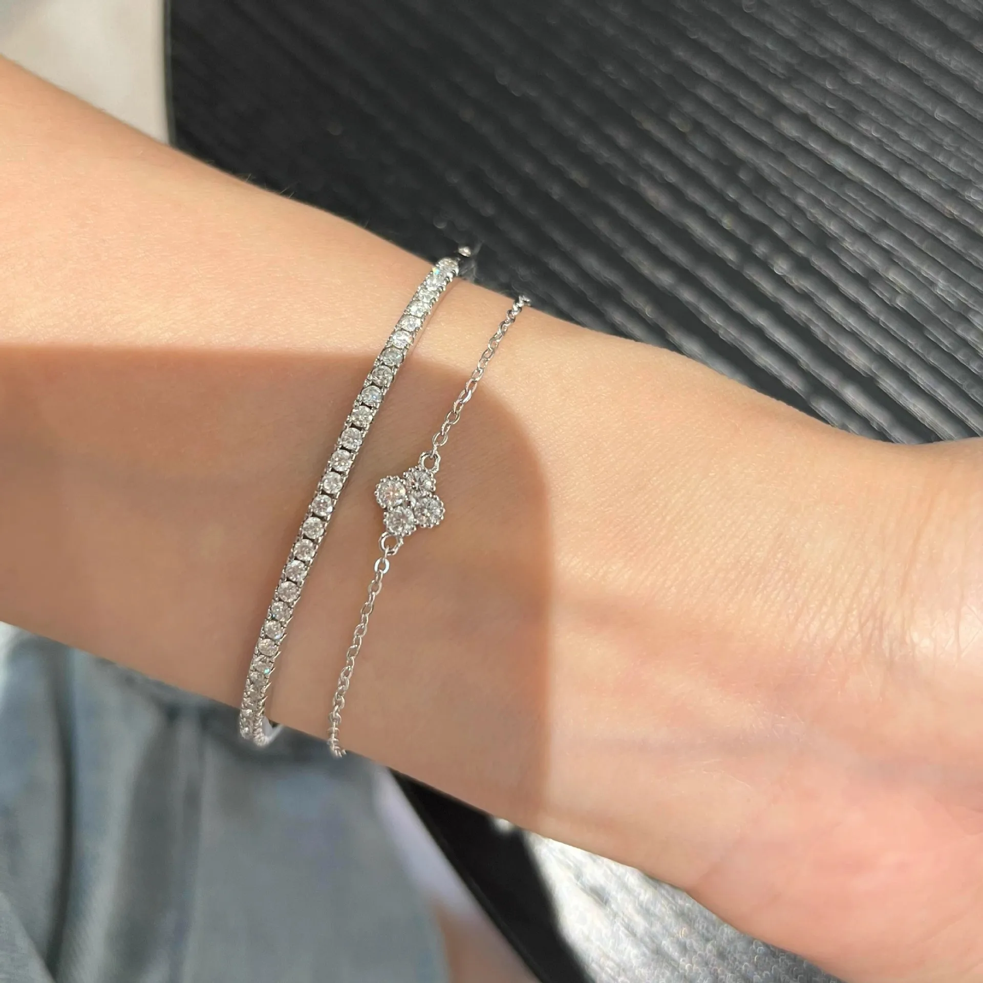 S925 Sterling Silber Armband Halbkreis-Diamant Damenmode Leichter Luxus Exquisites Bruchdiamant Zigeuner-Armband – Detail 8