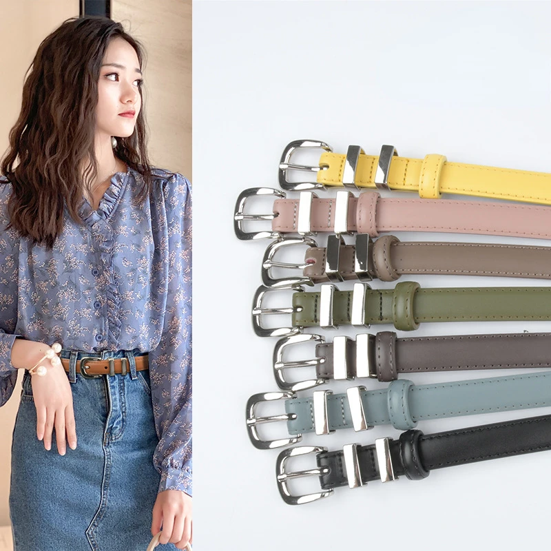 

Candy Colors Women Slim Belts Genuine Cow Leather Jeans Strap Waistabnds Simple Design Cowhide Cinturones Para Mujer Ceinture