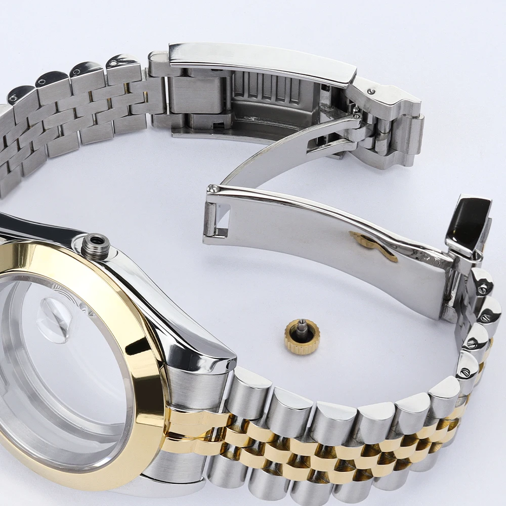 36mm/39mm Uhrengehäuse mit Glide-Lock-Armband, wasserdicht, Saphirglas, für NH35 NH36 Miyota 8215 Uhrwerk, Datejust Oyster Air King Stil – Detail 8