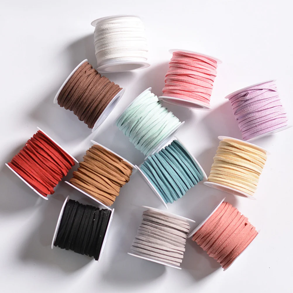 4pcs 5Meters DIY Artificial Strap String Lace Beading Thread Suede Lace Double Sided with Roll Spool(Assorted Color)