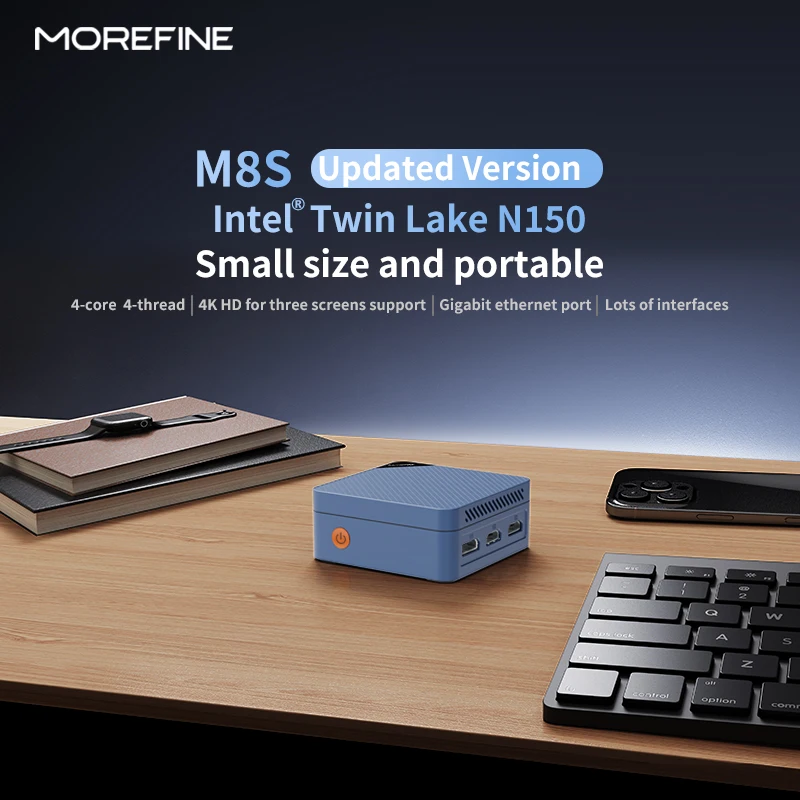 MOREFINE Mini PC M8S Twin Lake Intel N150 Windows11PRO 12G LPDDR5 4800MHz SSD 512G Gaming PC Desktop Computer Pc Portable Gaming