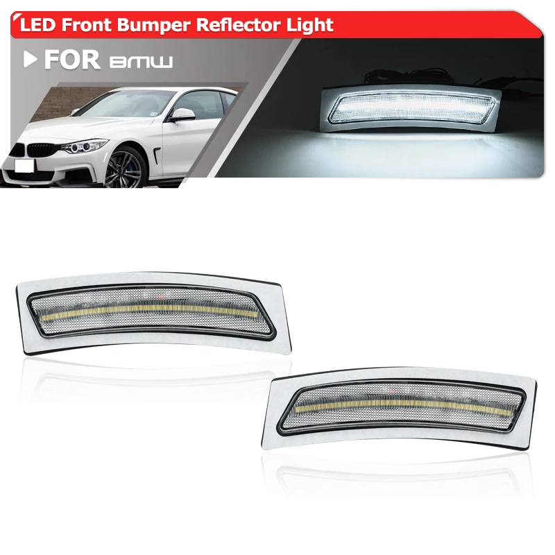 For BMW 3 Series F30 F31 320 328 330 340 LCI 4Series F32 F33 F36 428 430 435 440 Front Bumper White Fender Flare Reflector Light