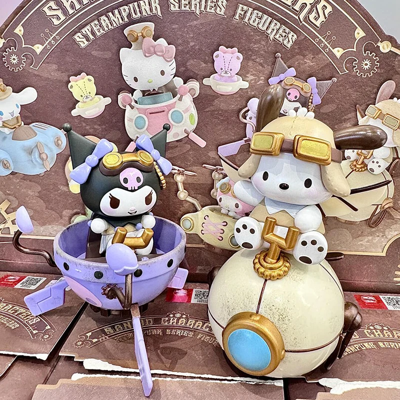 Sanrio Blind Box Family Steampunk Series Anime Figurka Cute Kuromi Decor Mystery Box Guess Bag Girl Niespodzianka Prezent Zabawki Oryginalne