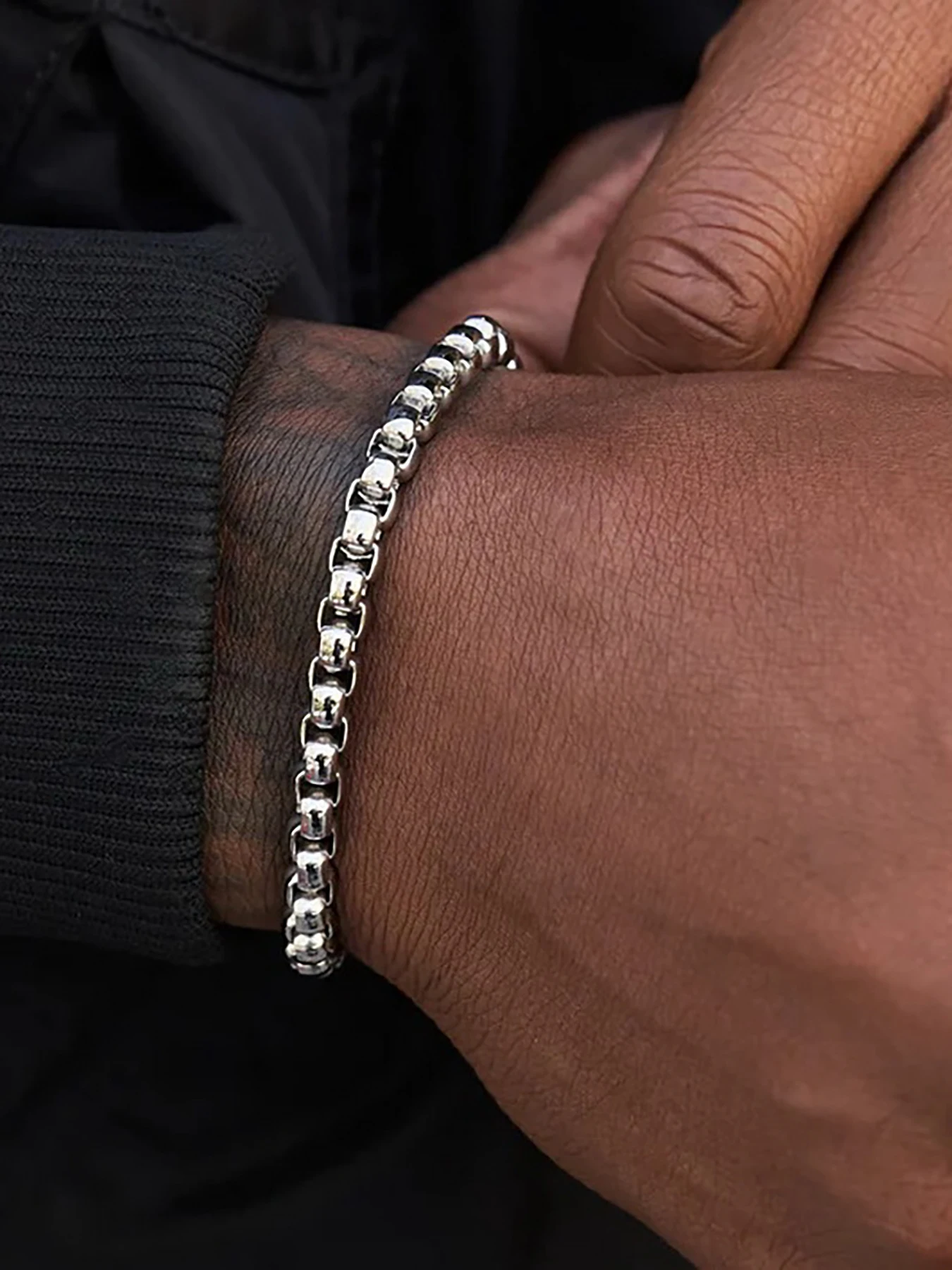 Retro Jewelry Solid Stainless Steel Bracelets 4mm Breadth POP Chain 20cm for Men Women Gifts Punk Style NO Fade Can Shower