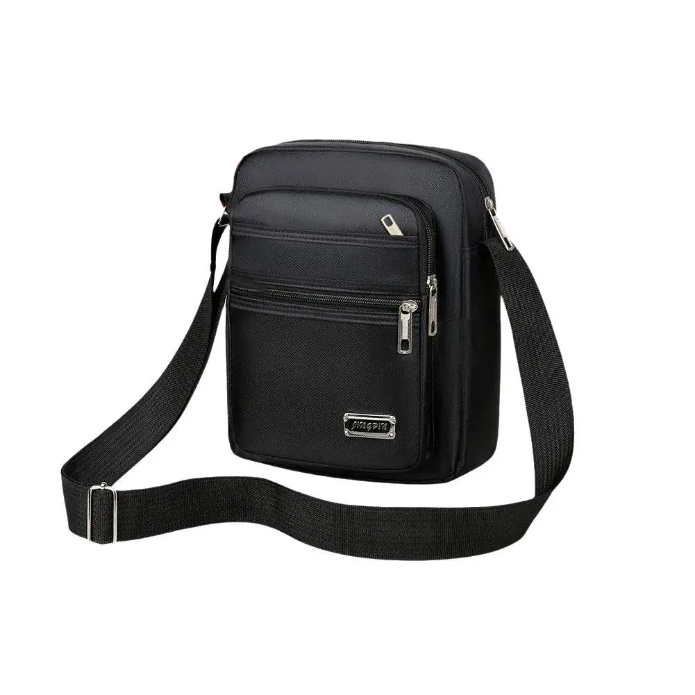 Mini bolsa crossbody impermeável para homens, pano de nylon Oxford, bolsos multicamadas, alça de ombro de capacidade, carteira lateral grande, F9T9