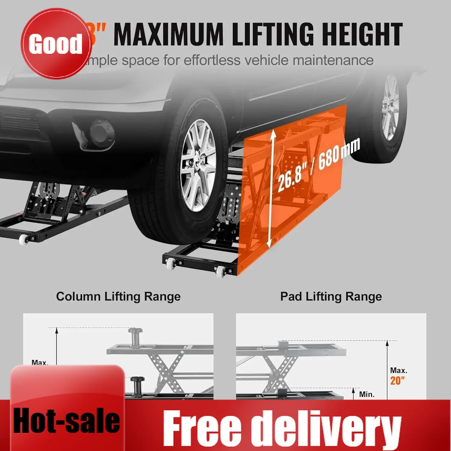 

Бестселлер: портативный автомобильный подъемник грузоподъемностью 7000 фунтов, максимальная высота подъема 26,8 дюйма. Усиленная грузовая платформа из углеродистой стали с удлиненными пластинами