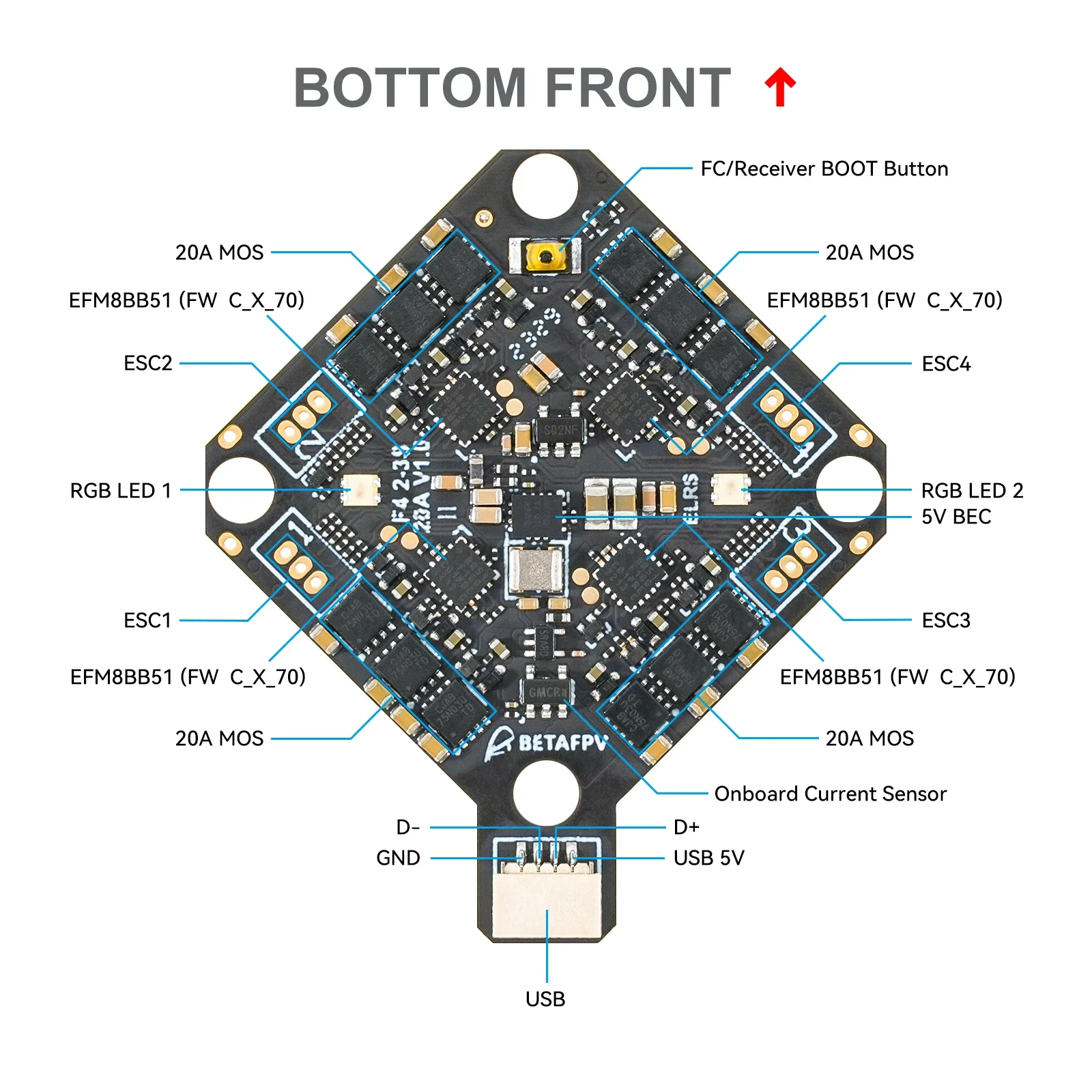 Betafpv f4 2-3s 20a aio fc v1 para pico sem escova whoop quadcopter hx115 se palito de dente drones