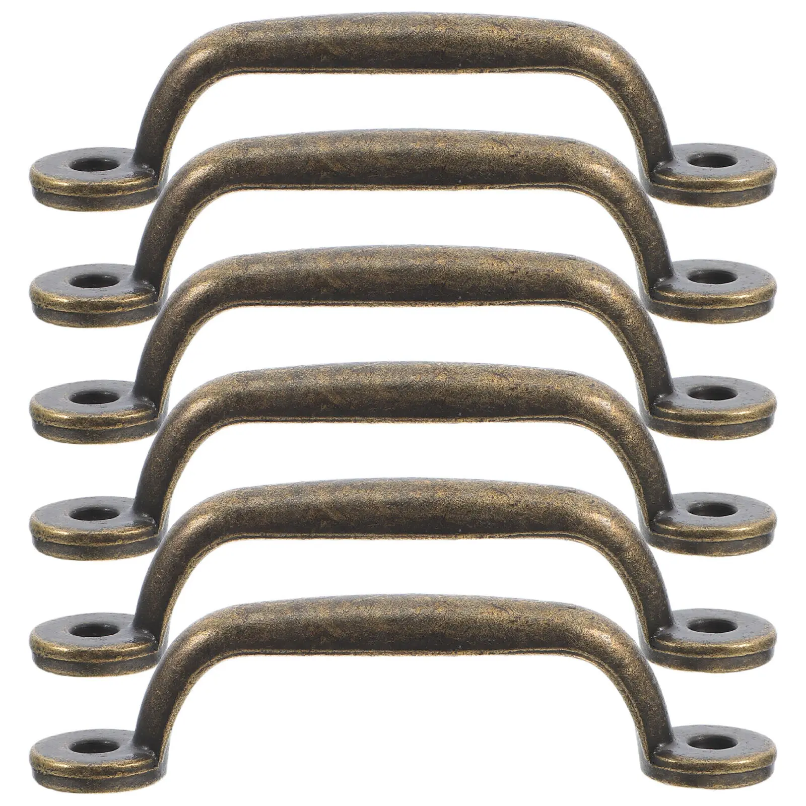 6Pcs Bronze Drawer Pulls Minimalist Metal Surface Mount Handles for Cabinets Wardrobes Drawers Kitchen Bedroom Closet Rustic