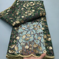 2025 Nigeriaanse Mesh Pailletten Kant Stof Hoge Kwaliteit 5 Yards Tule Afrikaanse Kant Stof Luxe Feestjurk voor Vrouwen Naaien A4174