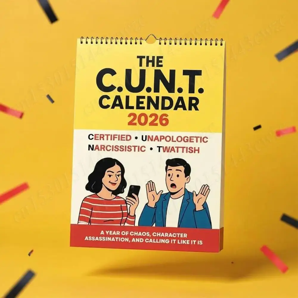 

Календарь C.U.N.T на 2026 год, забавный ежемесячный ежедневный еженедельный ежемесячный планировщик, спиральные календари на 12 месяцев, домашний декор, креативный настенный календарь