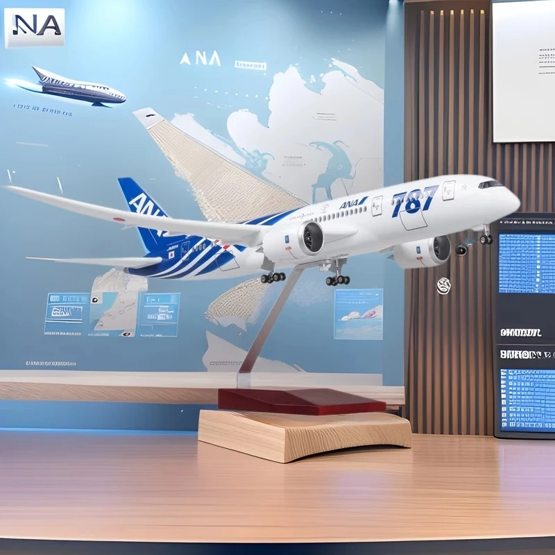 

47cm Scale Home Decor B787 Airplanes ANA Japan Airlines Aircraft Model Resin Miniature Plane W Light and Wheel Diecast Display
