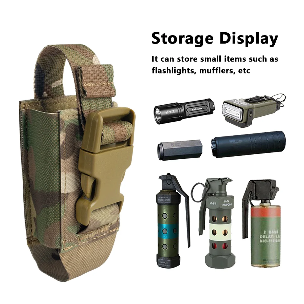 Tactical Single Flashbang Pouch Tool Carrier Multi-Function MOLLE 40mm Nylon Adjustable Height Hunting Accessories Tool Pack