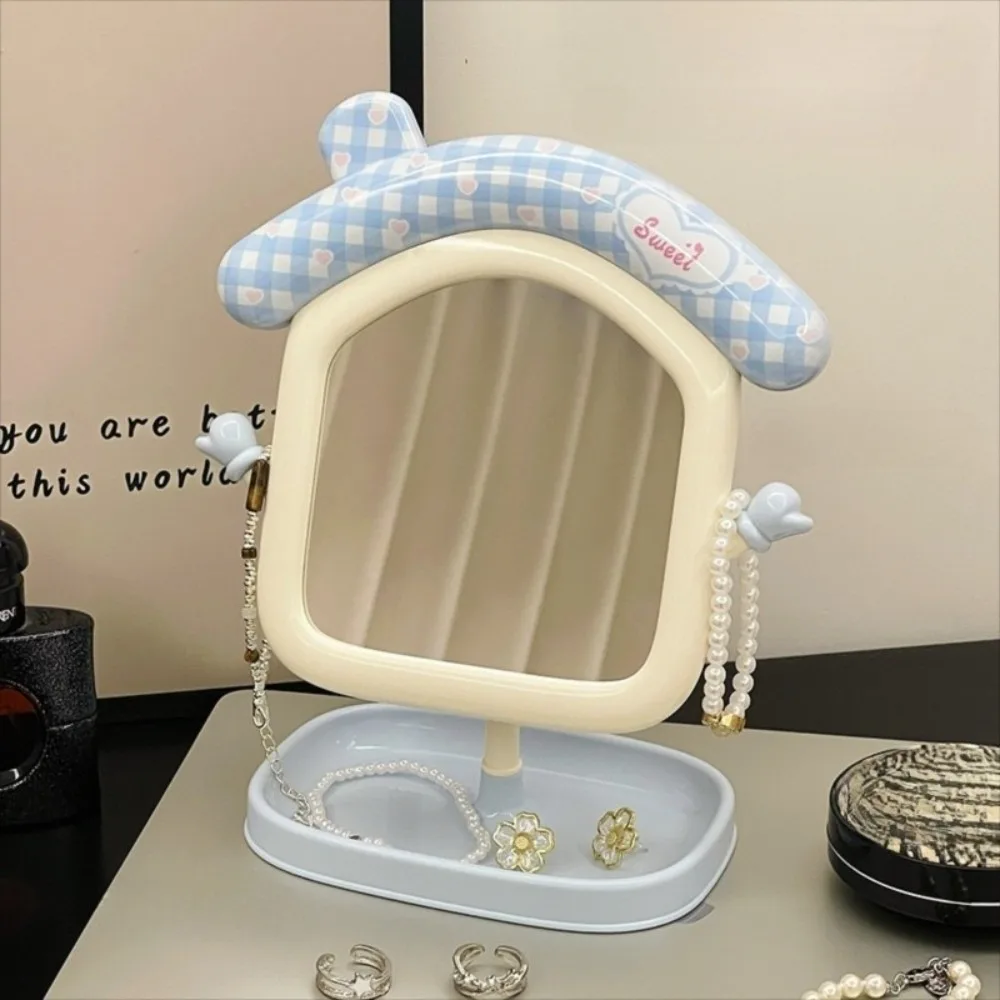 مرآة مكياج لطيفة محمولة قابلة للتعديل بزاوية تخزين سطح المكتب مرايا ديكور إبداعية عالية الوضوح مرآة منزل كرتونية #3