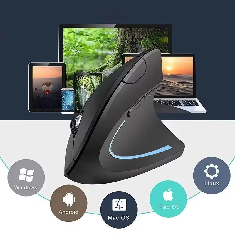 Wireless Vertical Mouse Rechargeable Personalised Side Grip Ergonomic Bluetooth 2.4G Silent Gaming PC Computer Mouse