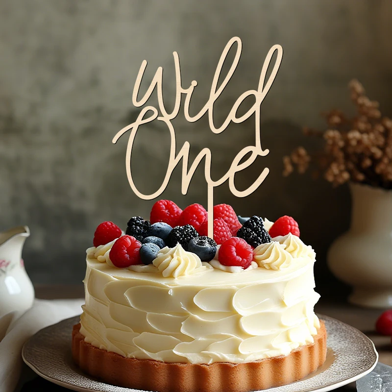 YOMDID Wild One Tortenaufsatz aus Holz, ein Geburtstagskuchenaufsatz, Wild One Kuchendekorationen für Babyparty und erste Geburtstagsdekoration – Detail 8
