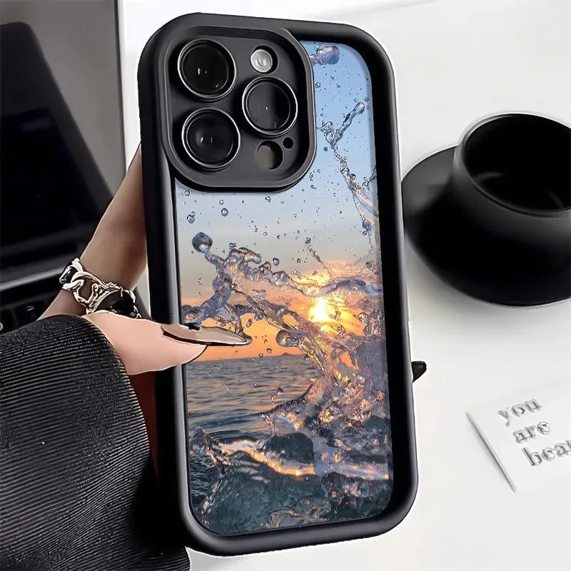 Watercolor Painting Case for Xiaomi Redmi Note 13 4G Cases Redmi Note 12 11 Pro Plus 5G 12S 11S 11 10S 12C 13C Ocean Waves Cover