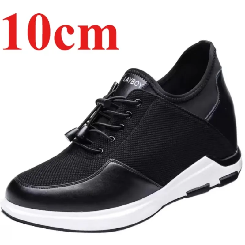 Summer and Spring Mesh Casual Sneakers Men's Elevated 10cm Outdoor Breathable Comfortable Sports Shoes Height-increasing Shoes