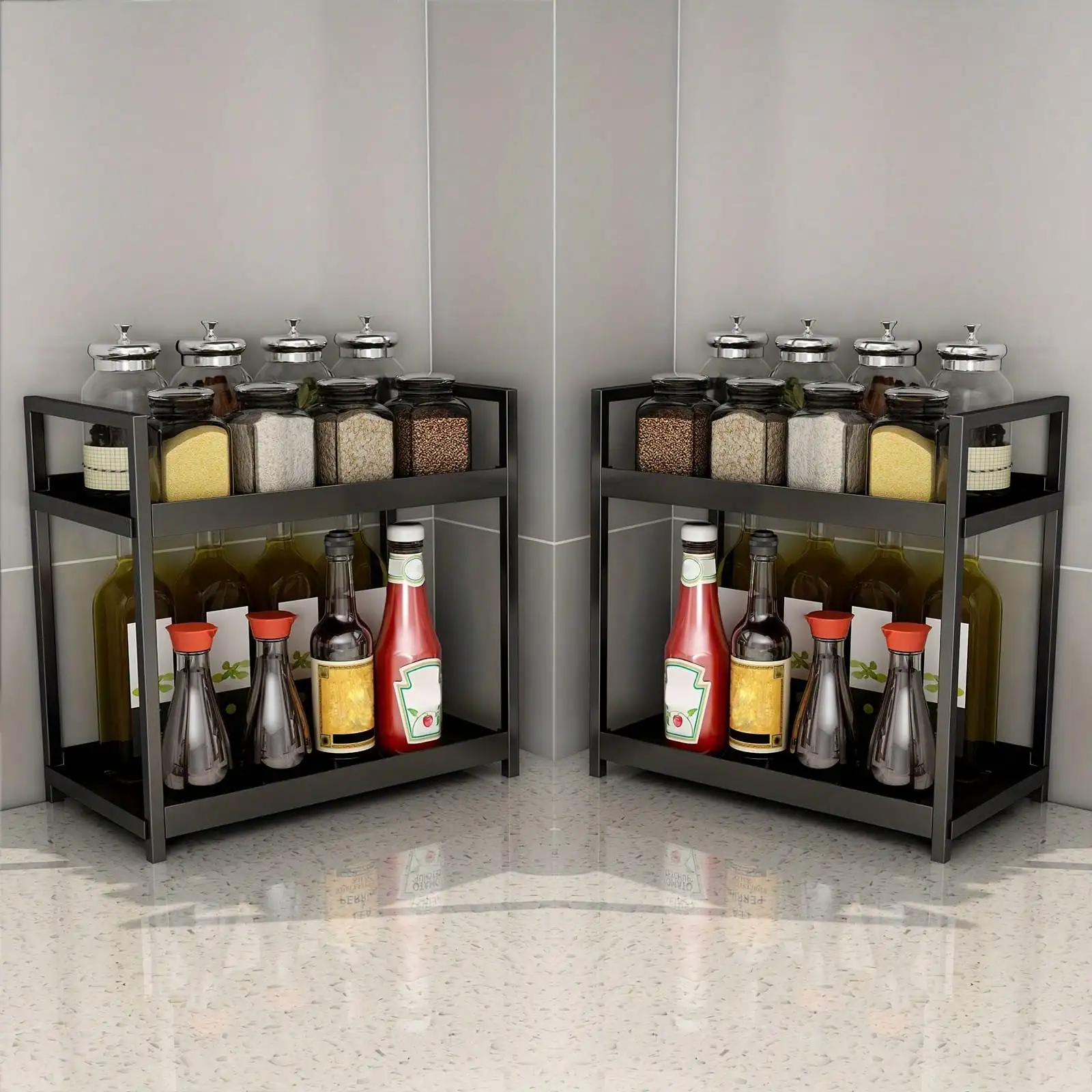 Organizador de tocador de Metal blanco elegante, estante de almacenamiento para maquillaje y cuidado de la piel de doble capa, Ideal para encimera de baño, Kithen, 1 ud./2 uds.