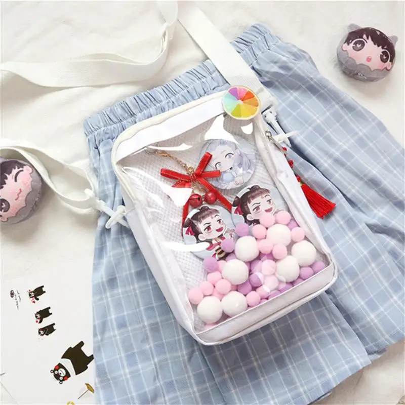 Kawaii Mini borse a tracolla per le donne carino PVC trasparente piccola borsa rosa trasparente Ita nero bianco borsa a tracolla da donna telefono