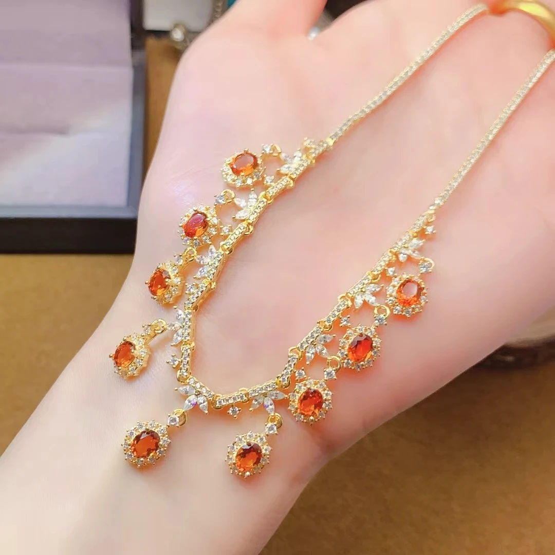 KJJEAXCMY Women's Necklace| Natural Topaz S925 silver plated , high clarity Gems full fire color dazzling and eye-catching