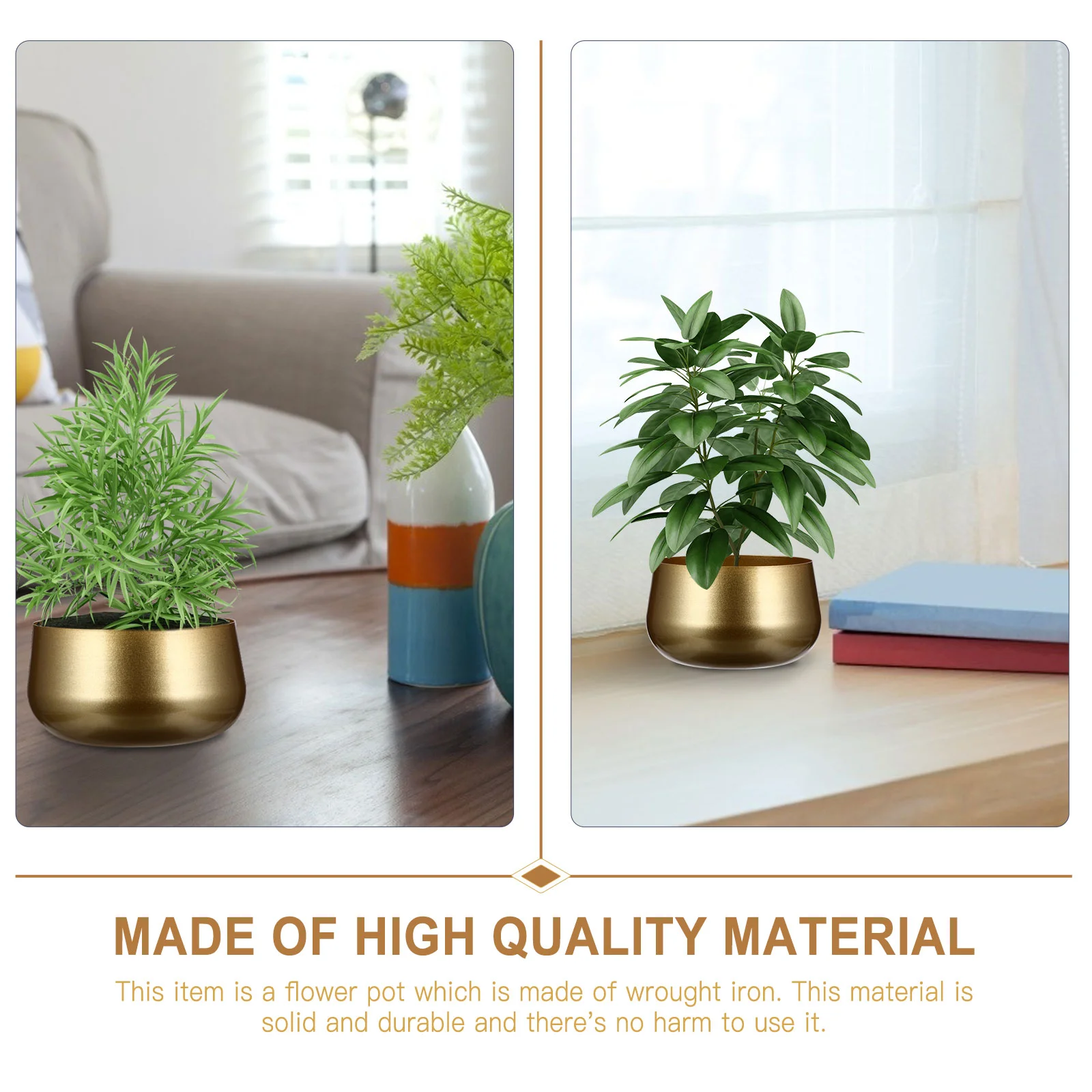 Flowerpot Pots Outdoor Planting Container Decor Gold Vase Home Ornament Decorative Retro Decorate Indoor Handmade Craft