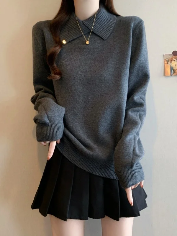 

Ele ey Knitted Ne Long Sve Women's Sweater Slimming Base Layer Top for Autumn Winter plus Size Comfortable Fit