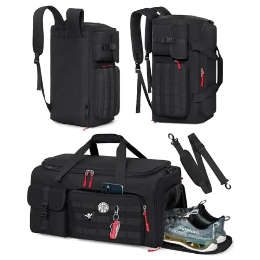 

Gym Bag for Men 45L Sports Travel Duffel Bag with Shoe and Laptop Compartment Gym Workout Backpack Carry On Weekender Bag Overn