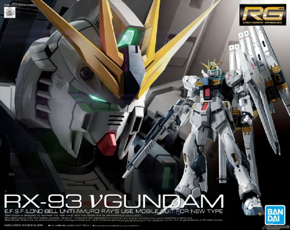 Original Bandai Gundam Anime Figure RG 32 1/144 RX-93 V Gundam Amro Special Model of Mobile Soldier Anime Action Figures Toys