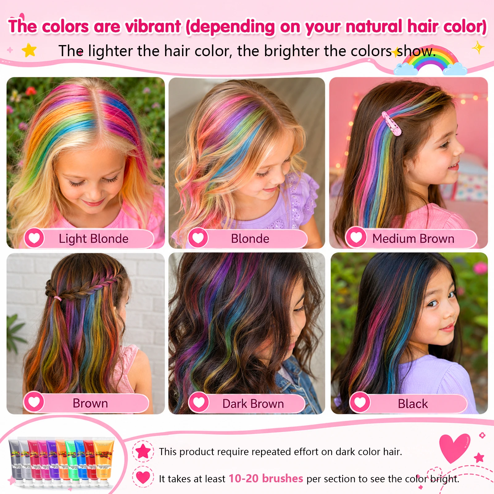 Temporary Hair Color Wax, 10 Vibrant Colors Washable Hair Dye for Birthday and Festival, Safe for Hair
