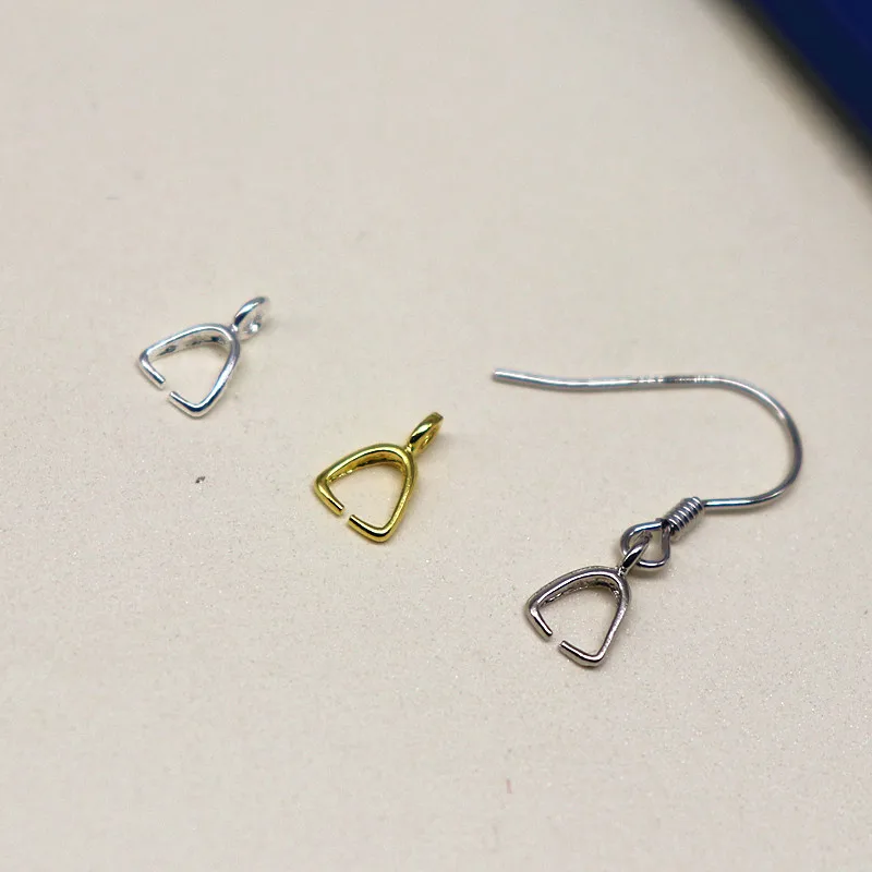1 Piece Solid 925 Sterling Silver Small Pinch Clip Bail Pendants Clasp Connector DIY Components Jewelry Findings Original Making