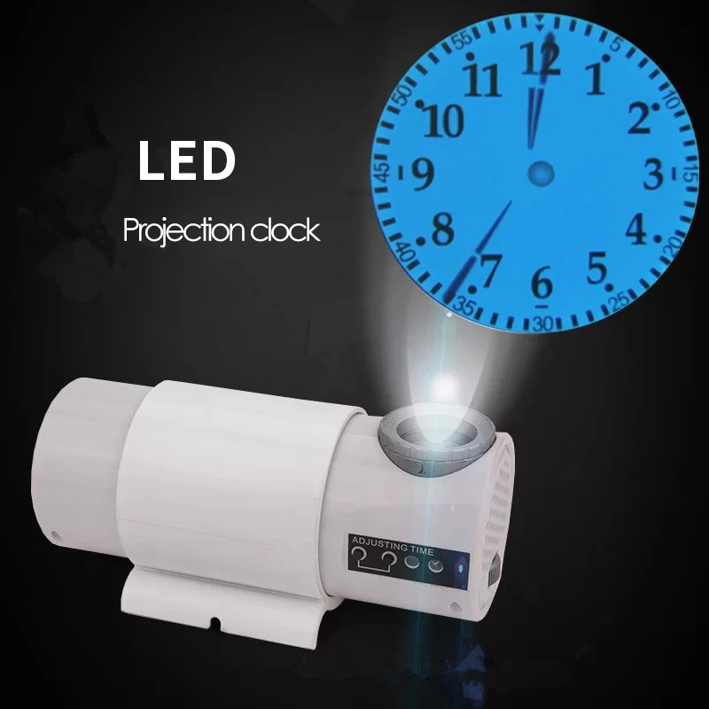 デジタル LED プロジェクション卓上時計サイレントリモコンテーブルプロジェクターダイヤル壁時計リビングストア用、ホワイト、英国プラグ XY