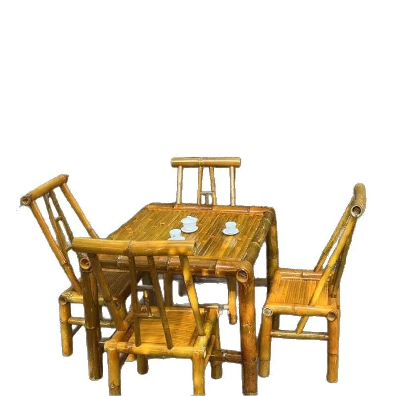

Bamboo table, tea , old-fashioned retro hot pot, coffee , dining , surrounding stove, making tea, courtyard