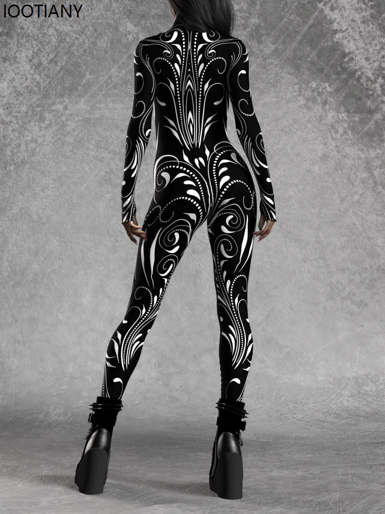 Halloween Women Mechanical Bodysuit Cosplay Cyberpunk Style Gothic Bodysuit Future Technology Electronic Cool Rave Party Set