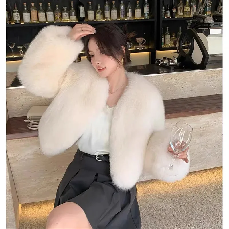 2025 herbst Winter Junge Nachahmung fuchs pelzmantel frauen Kurze Koreanische version lose Temperament Pelz Mäntel Damen Warme outwear
