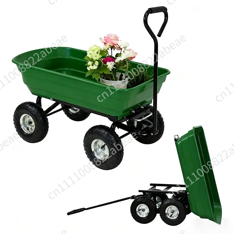Household multi-functional garden tool cart four-wheel trailer trolley plastic dump truck