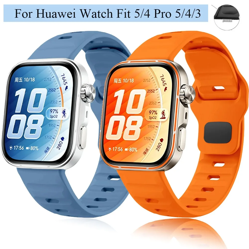Welliges Silikonarmband für Huawei Watch Fit 5/5 Pro Smartwatch Atmungsaktives Armband für Huawei Watch Fit 4 Pro/4/3/5 Armband Gürtel