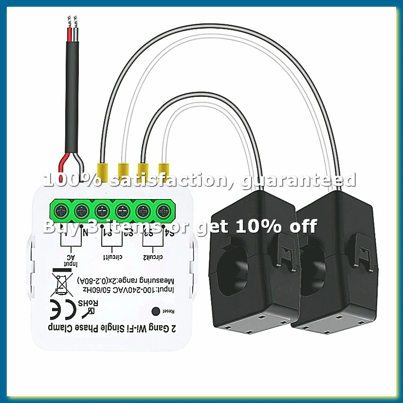 Smart Life WIFI Energy Meter Current Sensor Statistician for Electrical Lighting Solar KWH Monitor 100-240V 2CT-A56M