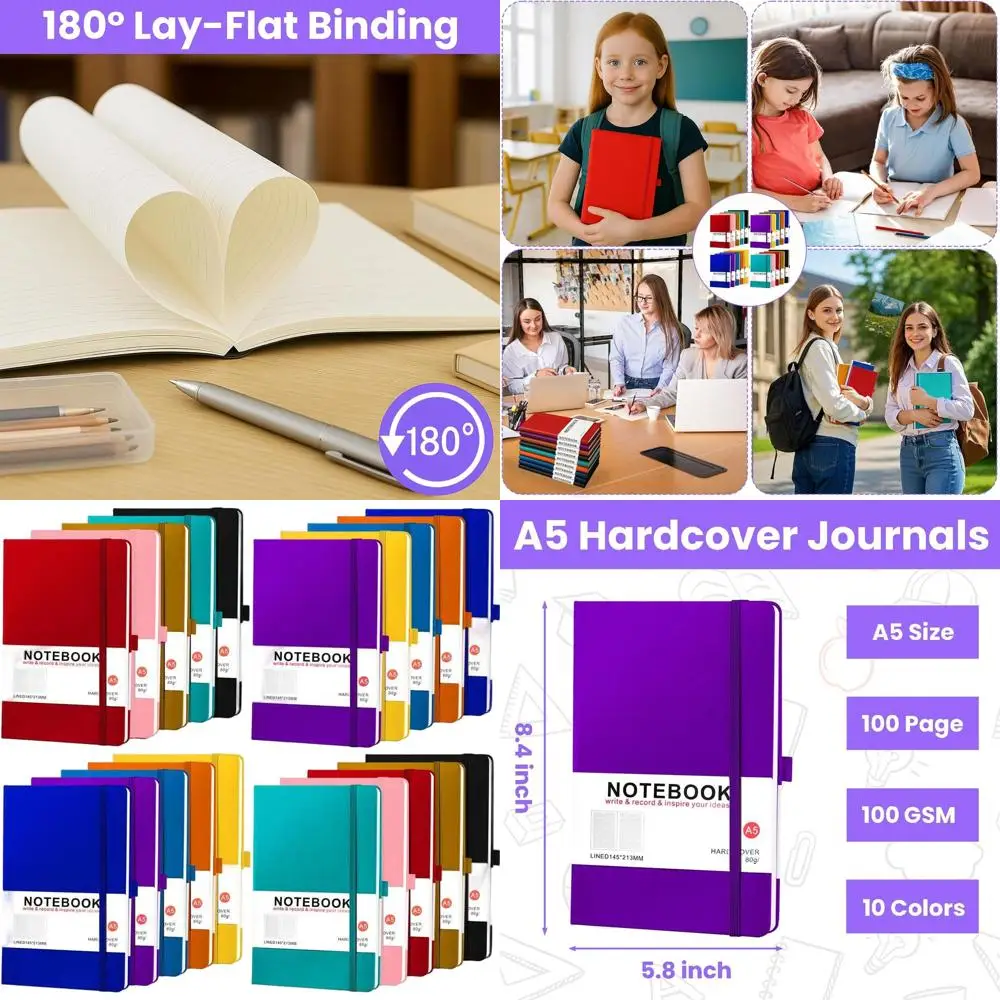 

Набор журналов формата А5, 20 шт., блокноты на 200 стоек, 5,8x8,4 дюйма, для колледжа с линейкой для мужчин и женщин, 10 разных цветов