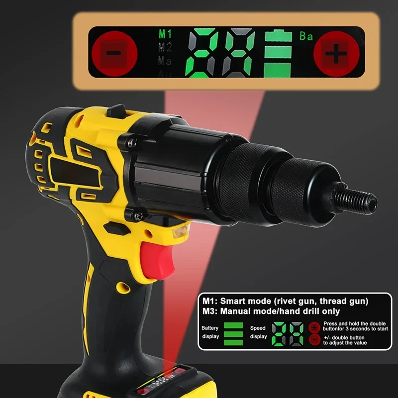 Pistola remachadora eléctrica de 2,4-4,8mm, tuerca remachadora sin escobillas, herramienta remachadora automática de inserción de taladro para batería Makita inalámbrica