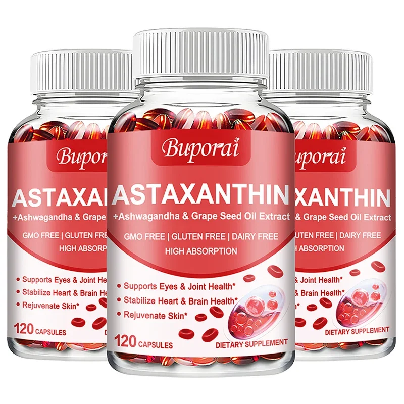 แอสตาแซนธินแคปซูล 24 มก. - พร้อมน้ํามัน Grapeseed, Ashwagandha - รองรับโรคหัวใจและหลอดเลือด, ตา, ข้อต่อ, สุขภาพผิว, สารต้านอนุมูลอิสระ