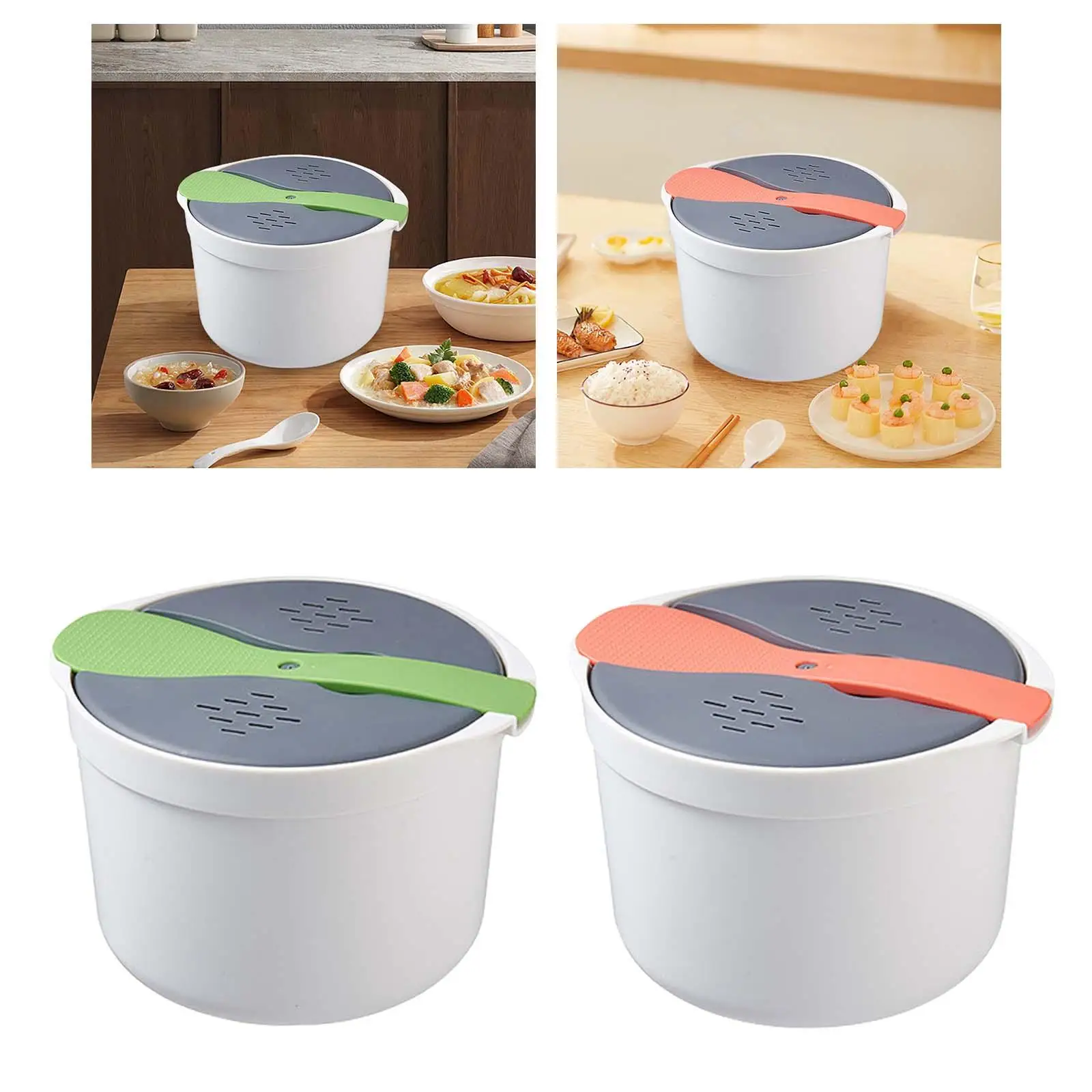 Microwave Rice Maker Nonstick Microwave Baking Heating Tools 2L Microwave Pasta Cooker for Quinoa Potato Ramen Veggies Pasta