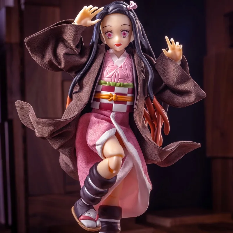 1/12 escala bonito kamado nezuko cardigan robe quimono saia role play uniforme para 6 ''feminino soldado shf figura de ação modelo