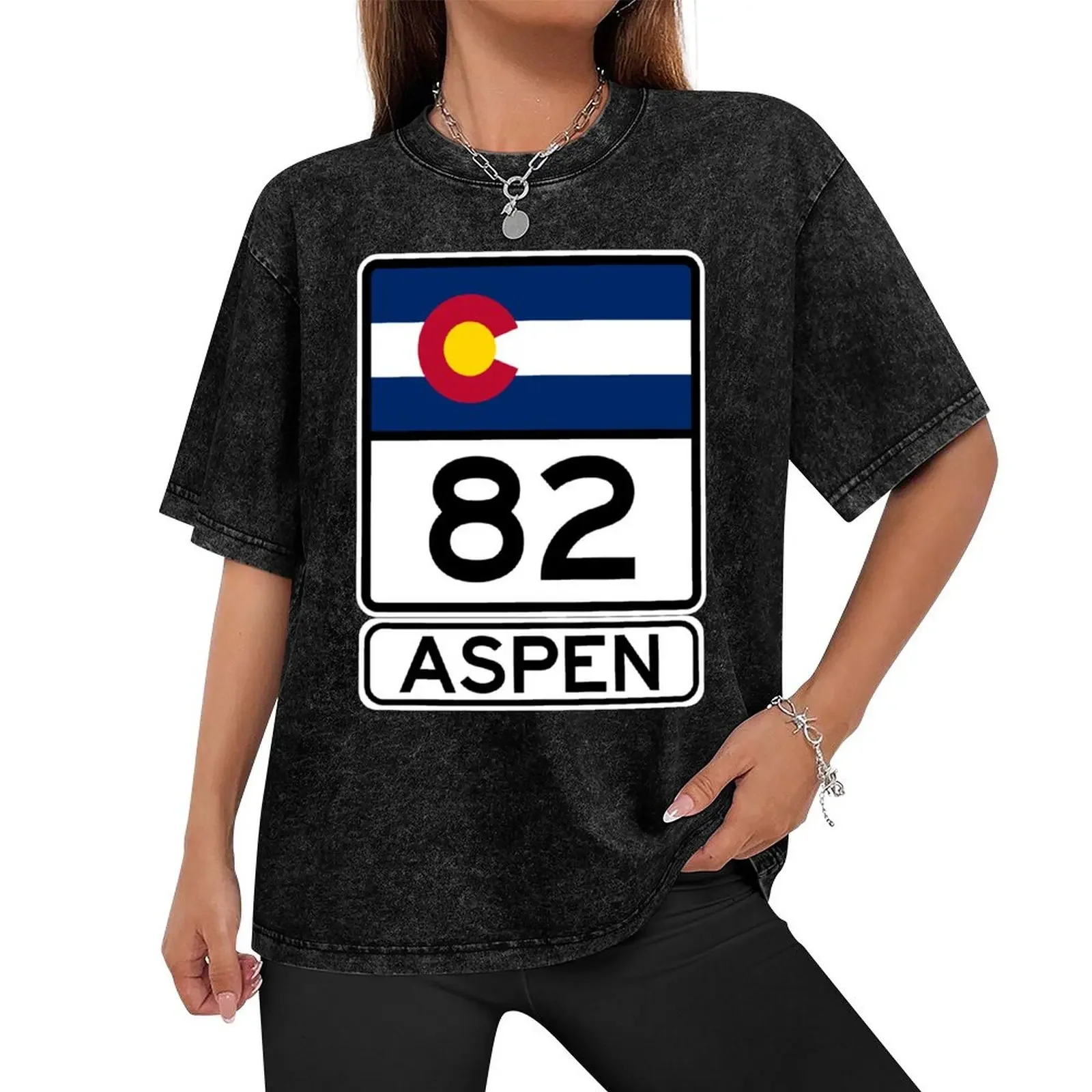 CO-82 - Aspen, Aspen Road Sign, Colorado 82 Aspen T-Shirt anime plain summer top rapper graphic tees mens clothes