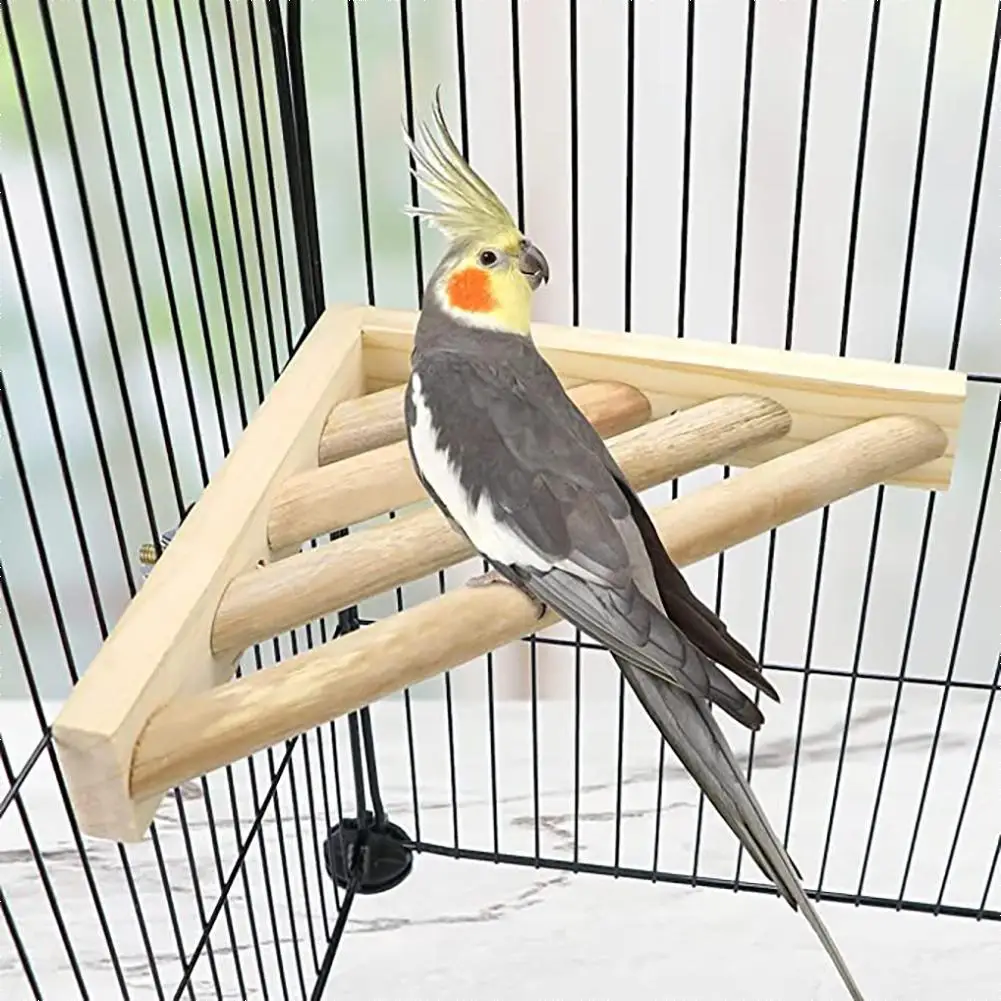 

Bird Perch Corner Platform Multi-Functional Bird Wooden Stand Shelf Pet Toys For Parrot Chinchilla Squirrel Birds Standing Stick