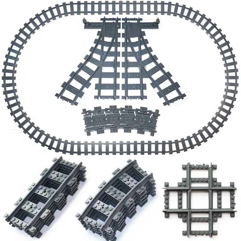 

2024 NEW City Trains Flexible Cross Tracks Straight Curved Soft Rails Switch Building Block Models Railways Creative Bricks Toys