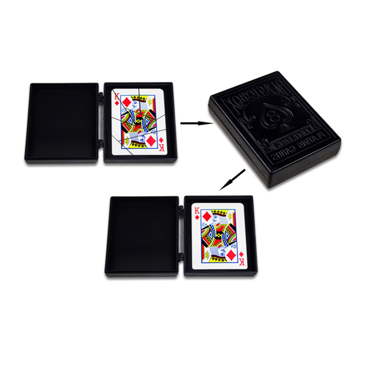 Überraschung Wiederherstellung Box Zaubertricks Schwarz Kunststoff Box Gebrochenes Papier Karte Fall Close-Up Zaubertricks Requisiten Spielzeug Für Kinder erwachsene