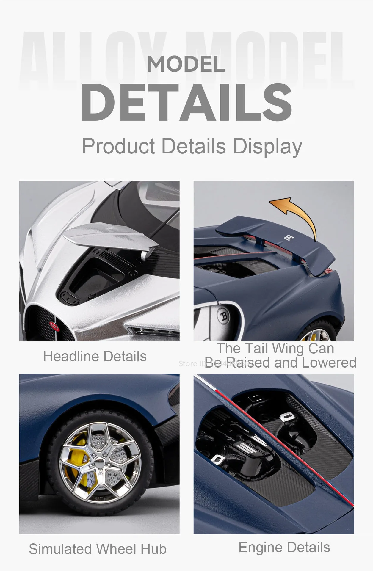 1:24 Tourbillon GTR S15 Modell Sportwagen Spielzeug Legierung Druckguss Sound Licht Türen geöffnet Stoßdämpfung Ornament Supercar für Kinder – Detail 11