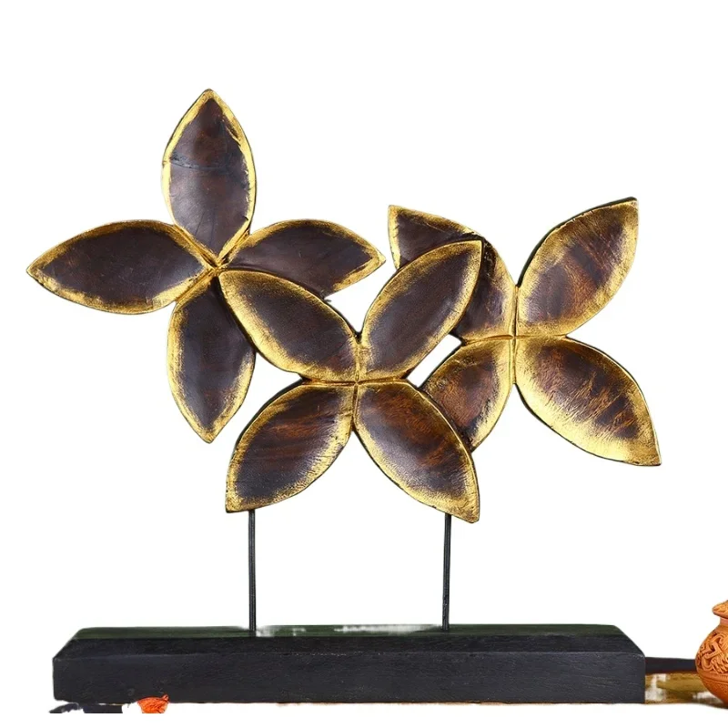 

Thai Style Decorative Wood Carving Leaves Desktop Decoration Southeast Asia Solid Wood Carving Living Room Home Furnishings